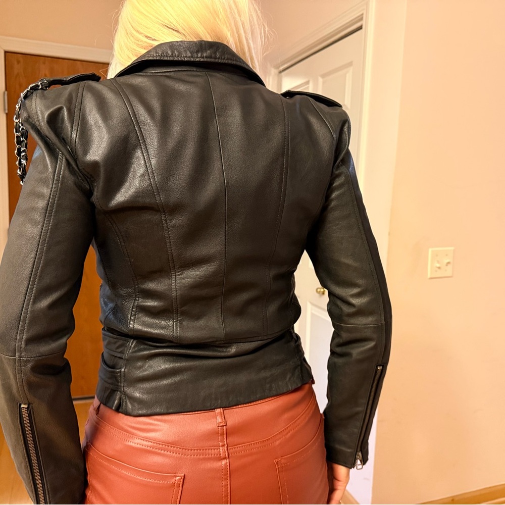 BALMAIN Runway Black Leather Biker Moto Chain Jacket 2009 Look #3 Y2K Goth Rock - Picture 3 of 16